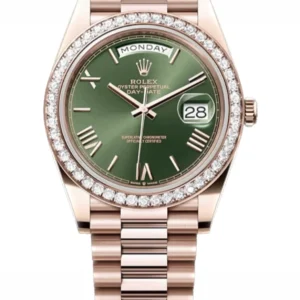 Rolex Day-date 40 Green Olive Dial Factory Diamond Bezel 40mm