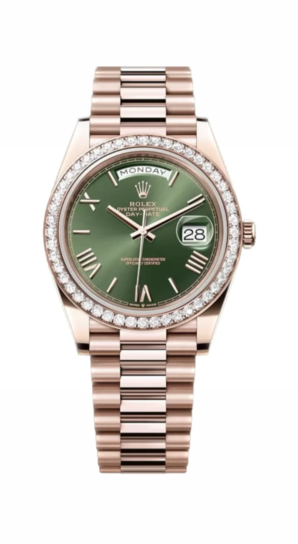 Rolex Day-date 40 Green Olive Dial Factory Diamond Bezel 40mm