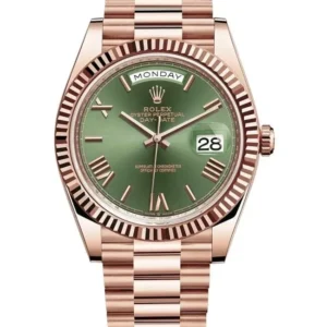 New Rolex Day-Date 40 18k Everose Gold Olive